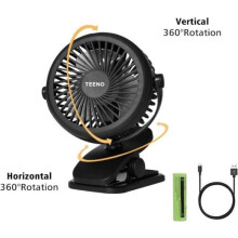 Ventilateur USB - TEENO - Petit Ventilateur à Clipper - Rotation 360 - Puissant - Silenc