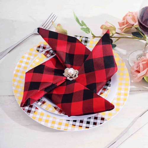 BalsaCircle Gingham polyesterilautasliinat 15" x 15" (5 kpl)