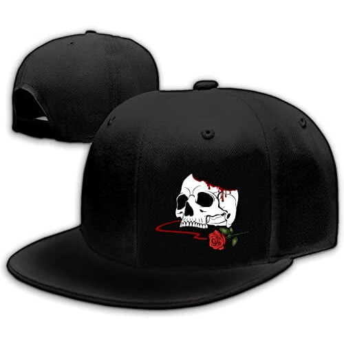 Svart Skull Finger Flat Bill Baseball Cap for Menn