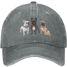 Fransk Bulldog Vintage Denim Justerbar Baseballkeps