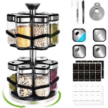 Carosello porta spezie girevole a 360 a 2 livelli, per la cucina, con 12 barattoli da 120 ml.