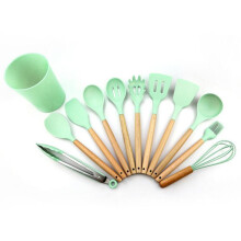 Utensili da cucina - NO NAME - Set da 11 pezzi - Silicone - Manici in legno