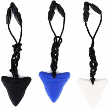 Collana masticabile a 3 pezzi, ciondolo a forma di squalo per la dentizione, collana in silicone naturale per