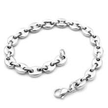 Bracciale da uomo in acciaio inossidabile con maglie a forma di chicco di caffè, 22 cm x 8 mm