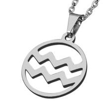 Zense - Ciondolo segno zodiacale Acquario per uomo ZP0244 - Con catena da 51 cm