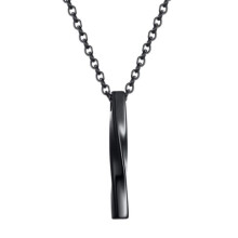 ZENSE - Collana da uomo - Ciondolo rettangolare nero, altezza 4,40 cm - Catena nera da 59 cm -