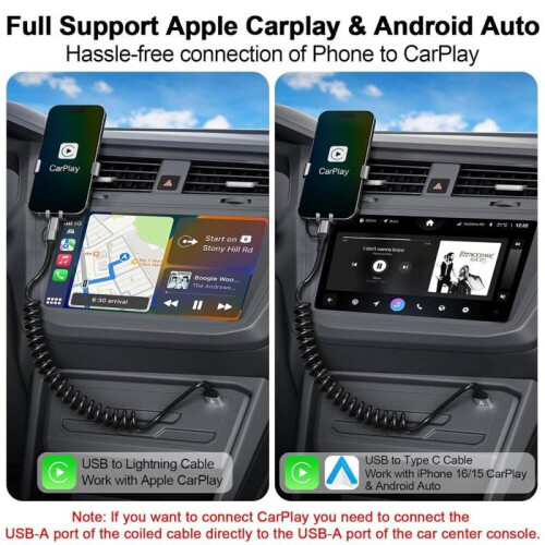 Cable spiralé 2 en 1 - ZUUKO - Compatibilité CarPlay et Android Auto - Charge rapide 3 1