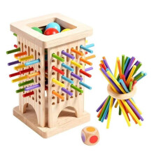 Gioco Montessori 3 in 1 con bastoncini di legno – Giocattolo educativo – Gioco STEM – Gioco in legno –