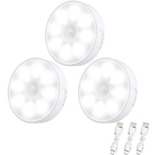 LED-nattlys - Automatisk - USB-oppladbar - 8 LED-lys - Bevegelsessensor - Pakke med