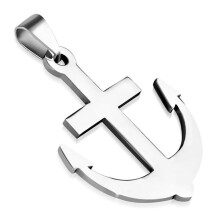 ZENSE - Colar Masculino - Pingente de Cruz com Âncora em Aço Inoxidável, 4cm de Altura - Ch