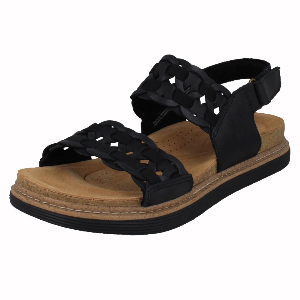 Clarks (Black, Uk 5.5) Ladies Woven Sandals - Arwell Glide