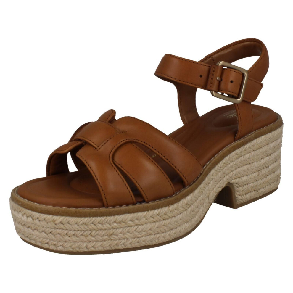 Clarks (Tan, Uk 5.5) Ladies Platform Wedge Sandals C- Oledale Strap