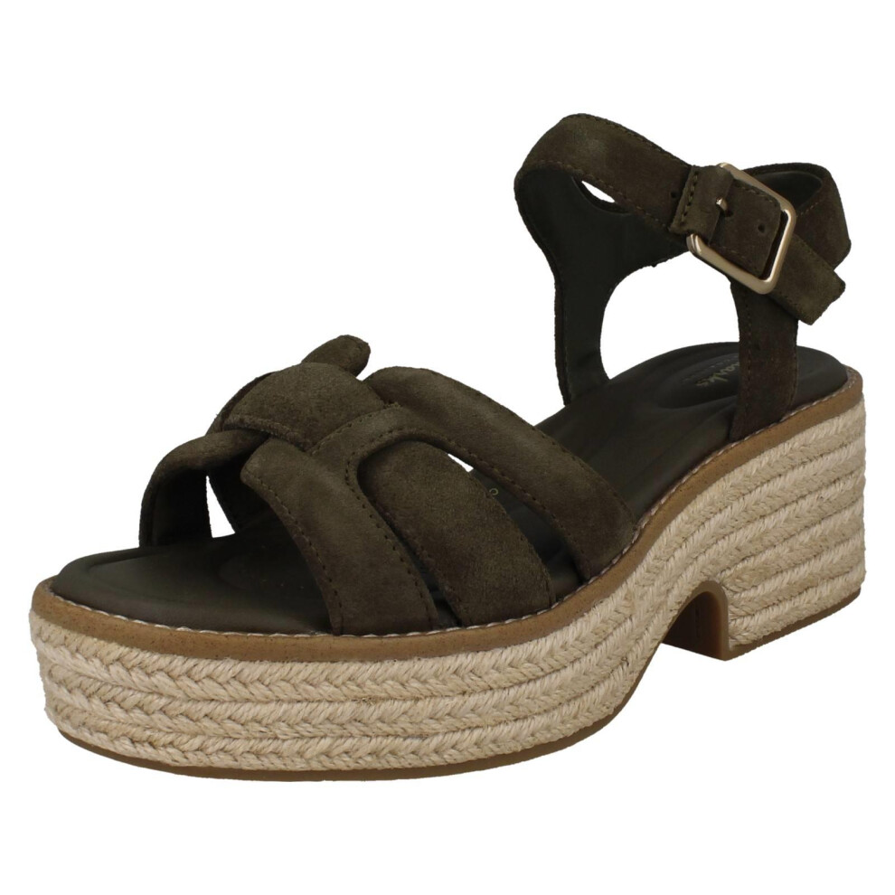 Clarks (, Uk 5) Ladies Platform Wedge Sandals C- Oledale Strap Green