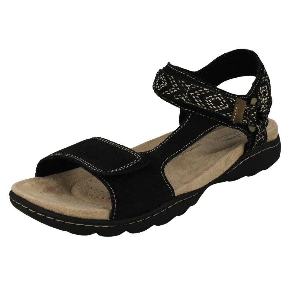 Clarks (, Uk 8) Ladies Aztec Detailed Strappy Sandals - Amanda Step Black