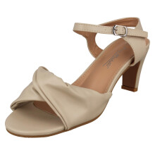 (Ivory, UK 8) Ladies Anne Michelle Mid Heel Casual Wide Fit Sandals F12111