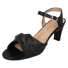 (Black, UK 3) Ladies Anne Michelle Mid Heel Casual Wide Fit Sandals F12111