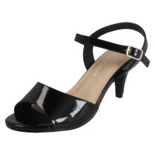 (Black, UK 8) Ladies Anne Michelle Buckle Fastening Wide Fit Formal Sandals F12114