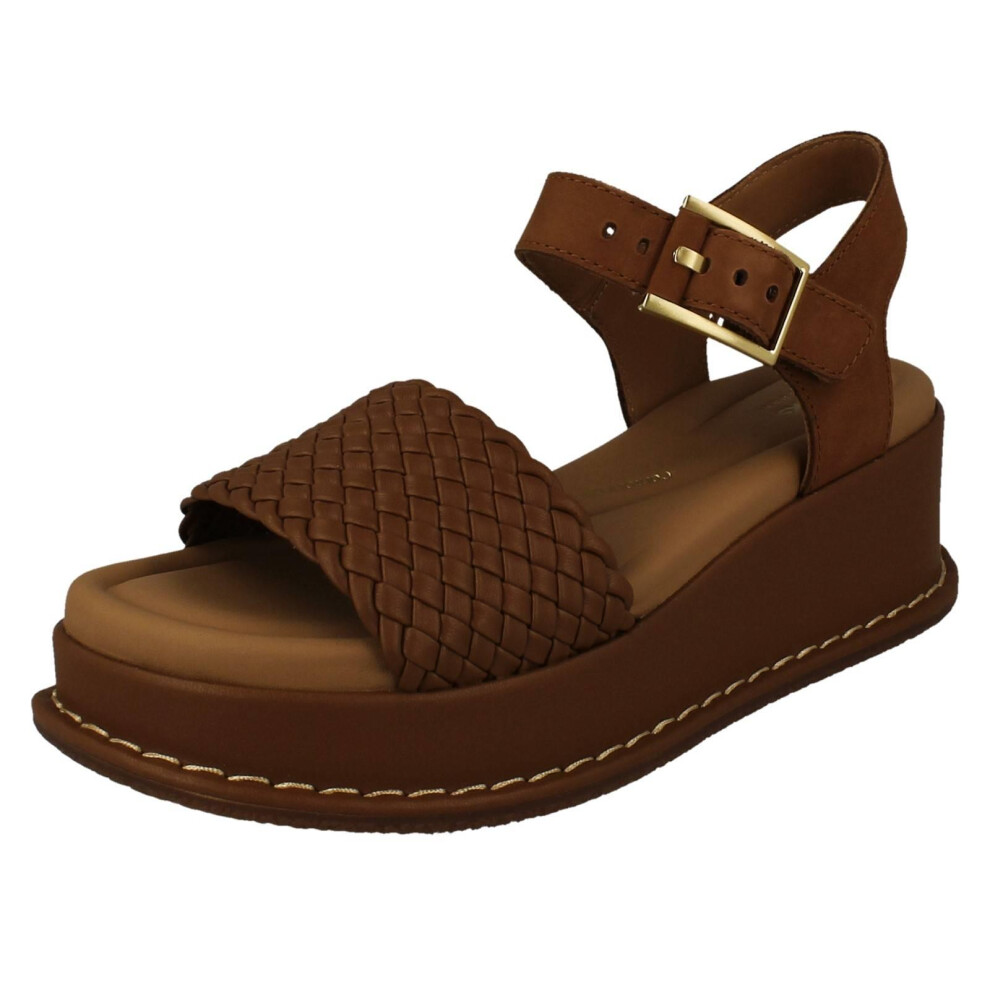 Clarks (, Uk 6.5) Ladies Casual Wedge Heel Sandals - Kimmei Bay Brown