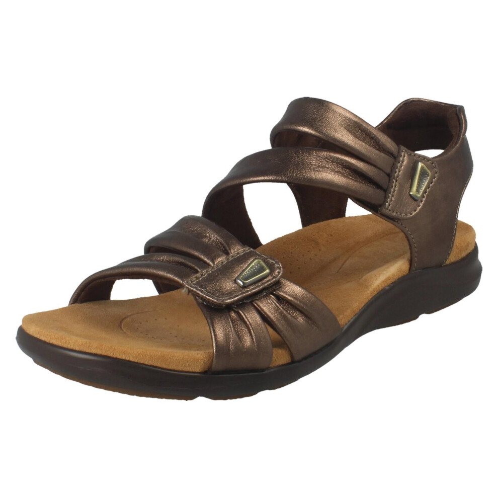Clarks (Bronze, Uk 5) Ladies Casual Hook And Loop Sandals - Kitly Ave