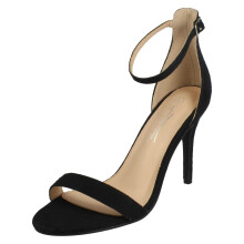 (Black, UK 6) Ladies Anne Michelle High Heeled Wide Fit Evening Sandals F12109