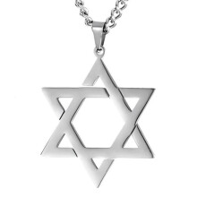 ZENSE - Herrhalsband - Silver Davidsstjärnehänge, 3 cm högt - 51 cm kedja