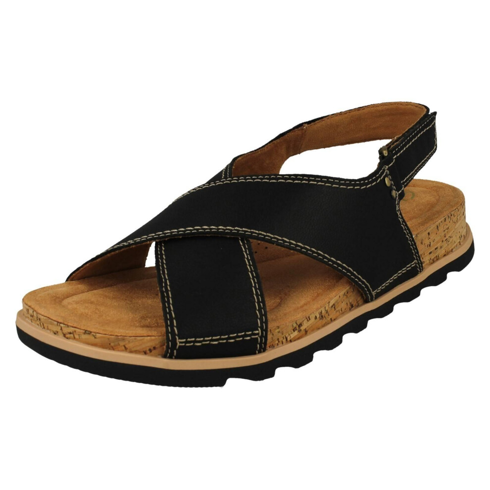 Clarks (, Uk 5) Ladies Cross Detailed Slingback Wedge Sandals - Yacht Cross Black