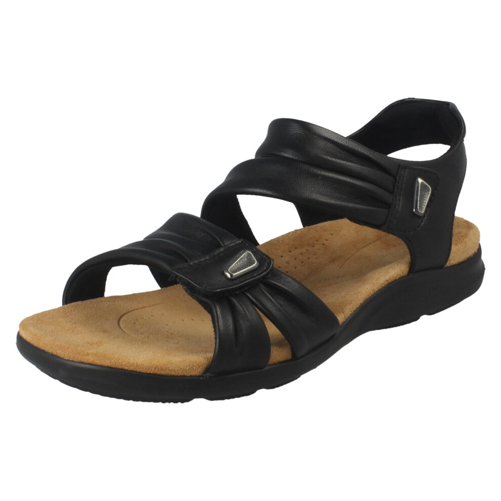 Clarks (Black, Uk 5.5) Ladies Casual Hook And Loop Sandals - Kitly Ave