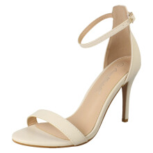 (Natural, UK 6) Ladies Anne Michelle High Heeled Wide Fit Evening Sandals F12109