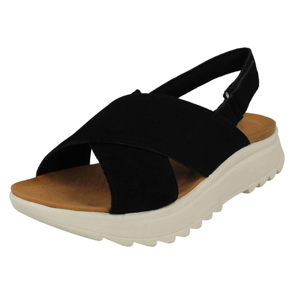 Clarks (, Uk 4) Ladies Cross Detailed Chunky Sole Slingback Sandals - Dashlite Wish Black
