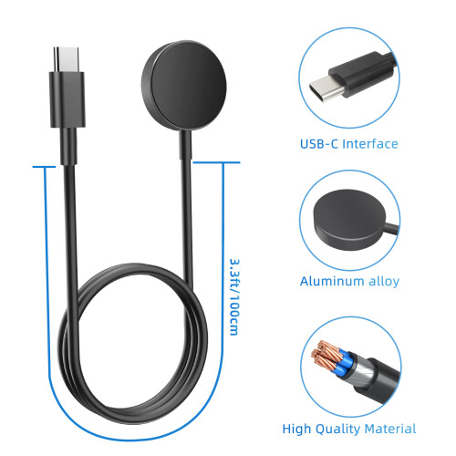 Φορτιστής INF USB-C συμβατός με Samsung Galaxy Watch 3/4/5/6/7, Active 1/2_Μαύρο 2