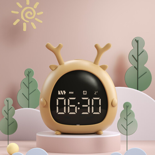 Brown-Creative Intelligent Student Alarm Clock Rechargeable 1