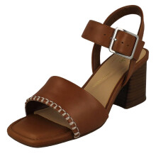 (Tan, UK 5.5) Ladies Clarks Square Toe Sandals - Siara 65 Buckle