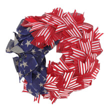 Independence Day Wreath Cloth Fabrics Door Wall Hanging Sign Wreath Patriotic Decoration for Indoor Outdoor