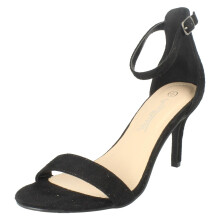 (Black, UK 8) Ladies Anne Michelle High Heeled Buckle Ankle Strap Evening Sandals F12108