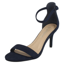 (Navy, UK 5) Ladies Anne Michelle High Heeled Buckle Ankle Strap Evening Sandals F12108