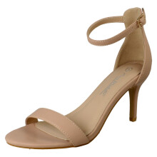(Natural, UK 5) Ladies Anne Michelle High Heeled Buckle Ankle Strap Evening Sandals F12108