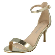(Gold, UK 6) Ladies Anne Michelle High Heeled Buckle Ankle Strap Evening Sandals F12108