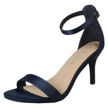 (Navy, UK 4) Ladies Anne Michelle High Heeled Buckle Ankle Strap Evening Sandals F12108