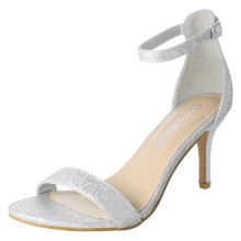 (Silver, UK 8) Ladies Anne Michelle High Heeled Buckle Ankle Strap Evening Sandals F12108