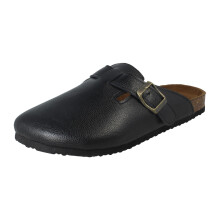 (Black, UK 6) Ladies Down To Earth Buckle Detailed Slip On Mule Sandals F80591