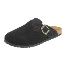 (Black, UK 6) Ladies Down To Earth Buckle Detailed Slip On Mule Sandals F80591