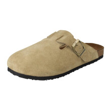 (Taupe, UK 6) Ladies Down To Earth Buckle Detailed Slip On Mule Sandals F80591