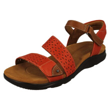 (Orange, UK 3) Ladies Clarks Cut Out Detailed Strappy Wedge Sandals - Kitly Way