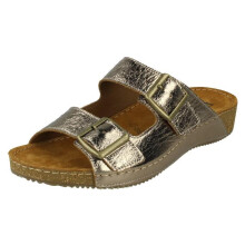 (Gold, UK 5) Ladies Padders Casual Mules - Hero