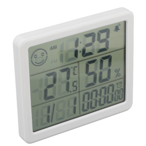 Digital Thermometer Hygrometer Alarm Clock Sensitive Induction High Accuracy Electronic Hygrometer with 5in LCD Screen White_0.2 1