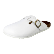 (White, UK 8) Ladies Down To Earth Buckle Detailed Slip On Mule Sandals F80591