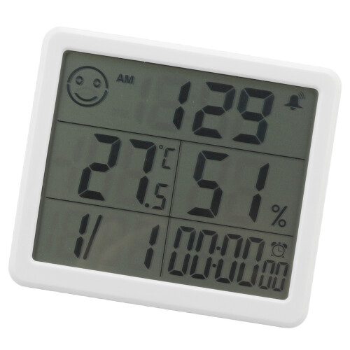 Digital Thermometer Hygrometer Alarm Clock Sensitive Induction High Accuracy Electronic Hygrometer with 5in LCD Screen White_0.2 2