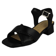 (Black, UK 6.5) Ladies Clarks Square Toe Sandals - Serina 35 Cross