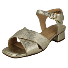 (Gold, UK 6) Ladies Clarks Square Toe Sandals - Serina 35 Cross
