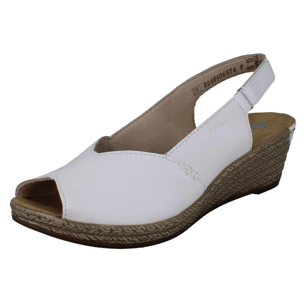 Rieker (, Uk 6) Ladies Slingback Wedge Sandals 62462 White